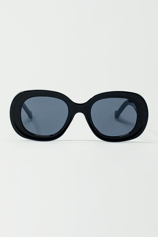 Q2 Gafas de sol circulares y grandes en negro