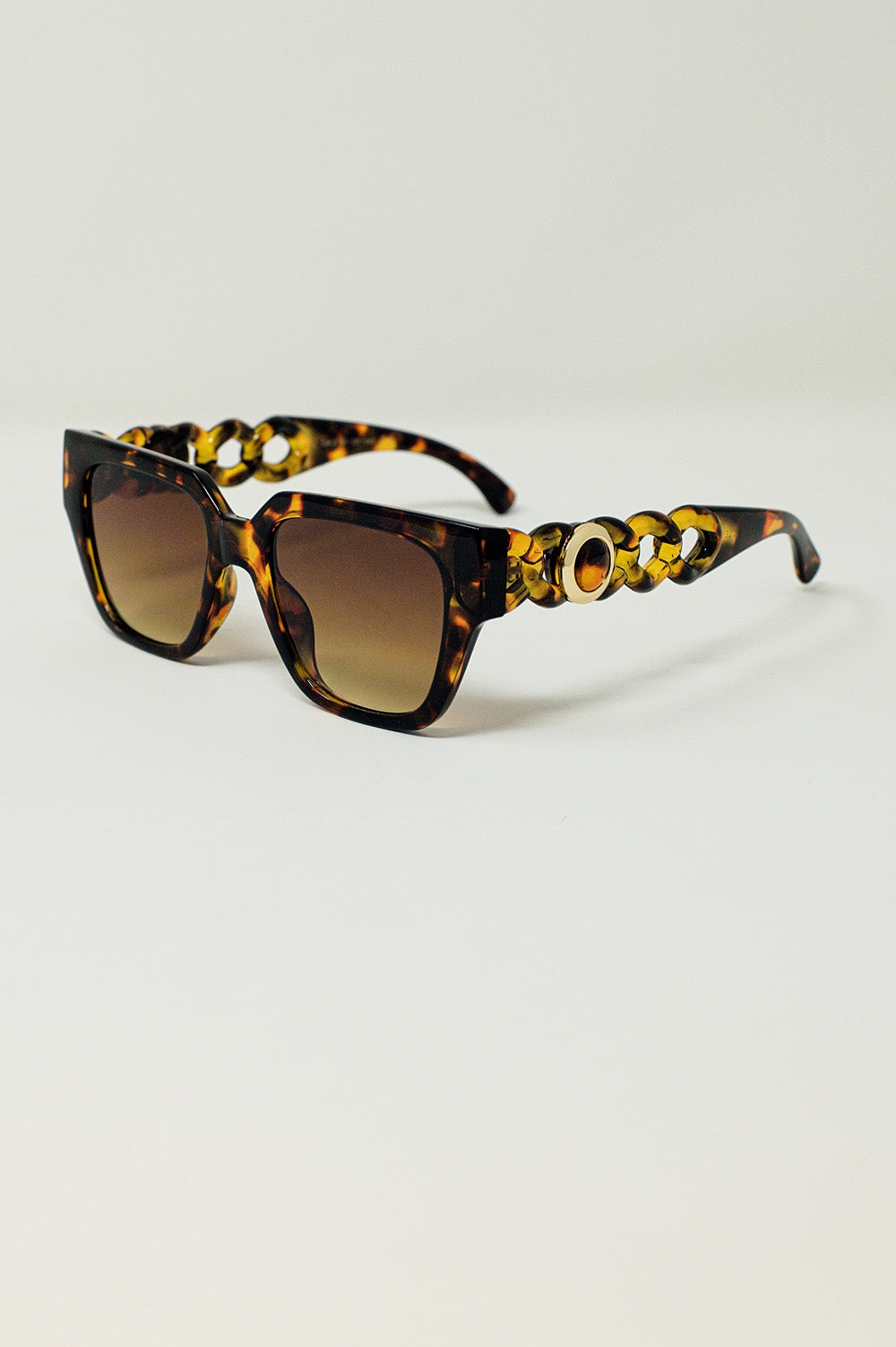 Gafas de sol con forma extra grandes en carey antiguo marron Q2