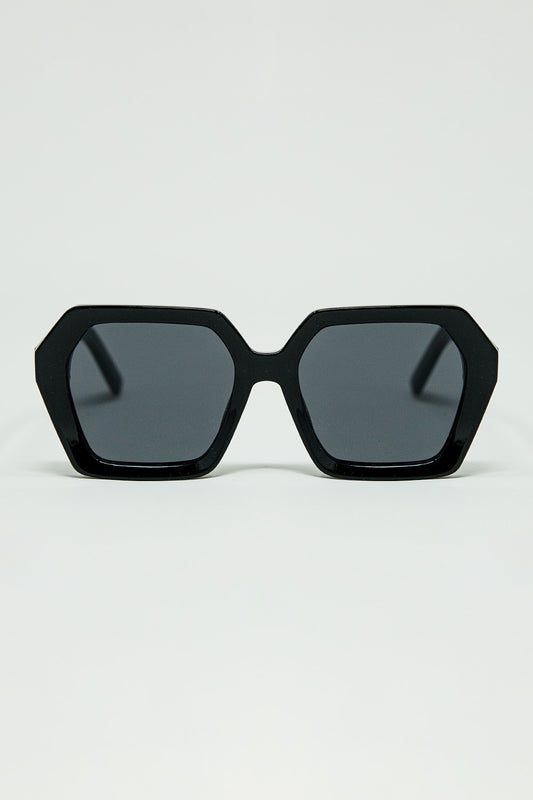 Q2 Gafas de sol con montura geométrica en color negro