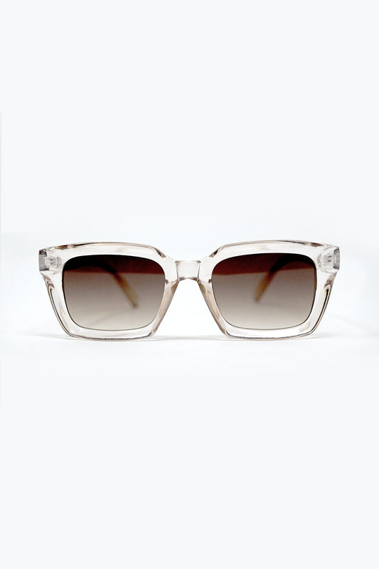 Q2 Gafas de sol con montura gruesa cuadrada translúcida de estilo retro