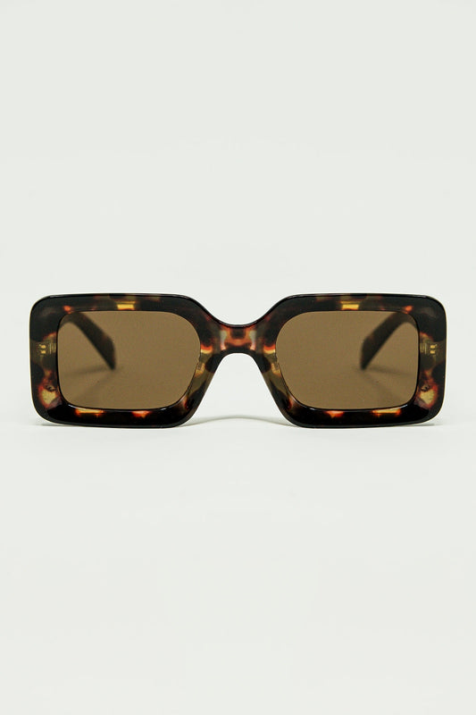 Q2 gafas de sol cuadradas con estampado abstracto marrón