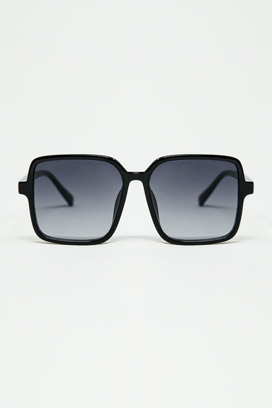 Q2 Gafas de sol cuadradas con montura de alto brillo en negro