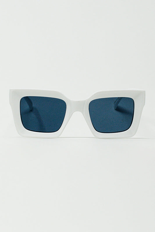 Q2 Gafas de sol cuadradas de los 90 en blanco
