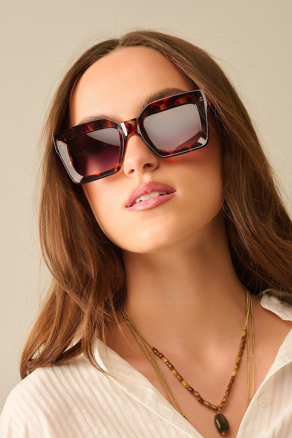 Q2 Gafas de sol cuadradas de los 90 en marrón
