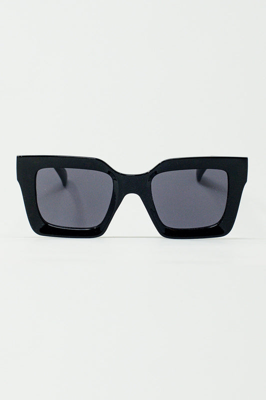 Q2 Gafas de sol cuadradas de los 90 en negro