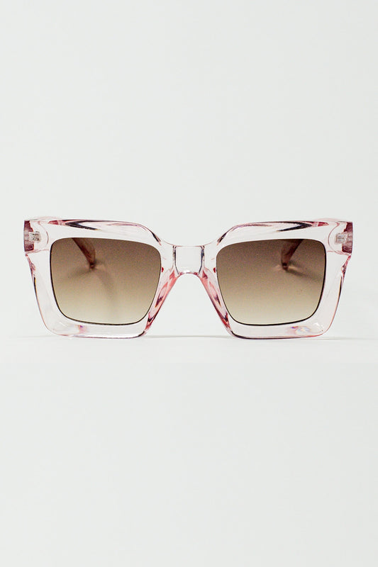 Q2 Gafas de sol cuadradas de los 90 en rosa
