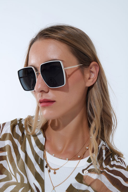 Q2 Gafas de sol cuadradas extragrandes en blanco