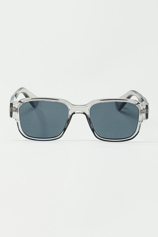 Q2 Gafas de sol cuadradas gruesas en gris cristal