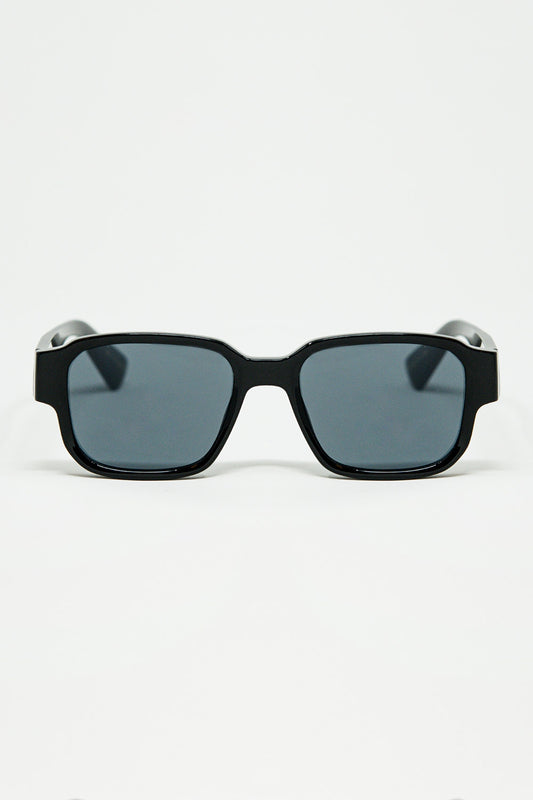 Q2 Gafas de sol cuadradas gruesas negras en gris cristal