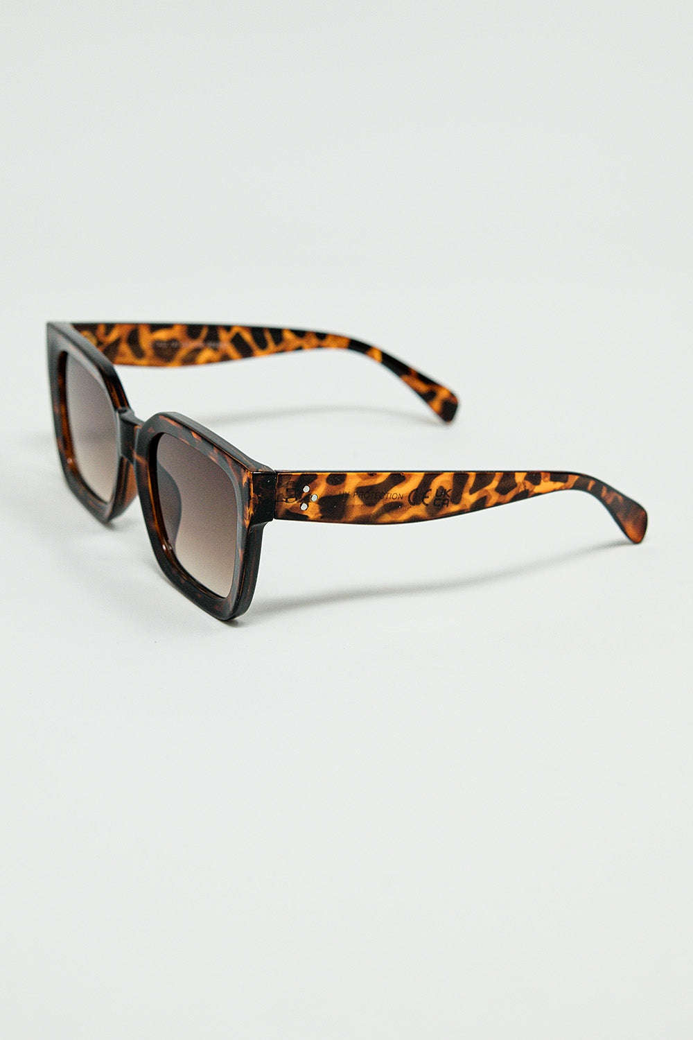 Gafas de sol cuadradas marrones con estampado animal Q2