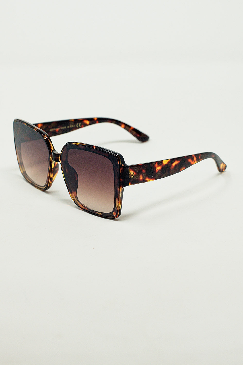 Gafas de sol cuadradas oversize Cat Eye en marrón Q2