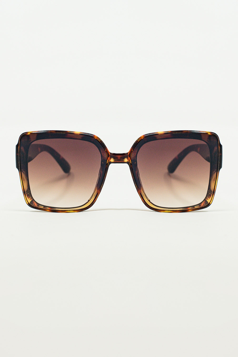 Q2 Gafas de sol cuadradas oversize Cat Eye en marrón