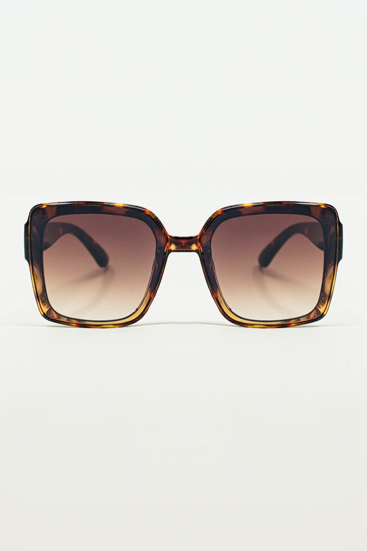 Q2 Gafas de sol cuadradas oversize Cat Eye en marrón