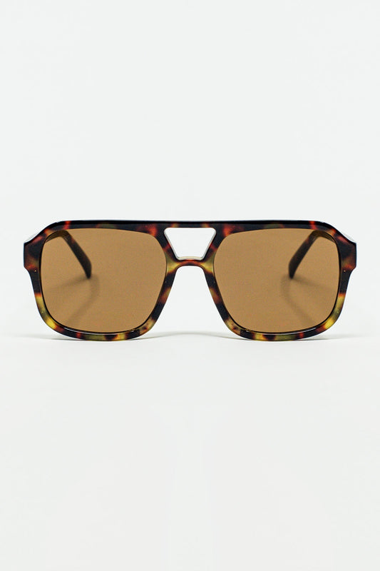 Q2 Gafas de sol de aviador años 70 en carey