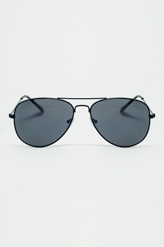 Q2 Gafas de sol de aviador retroCon cristales ahumados en negro