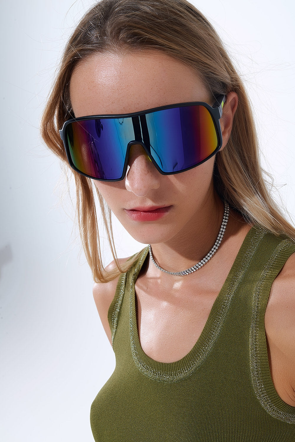Gafas de sol deportivas polarizadas en azul rojo degradado Q2