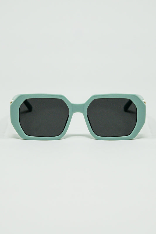 Q2 Gafas de sol en forma de diamante con lentes de color esmeralda claro