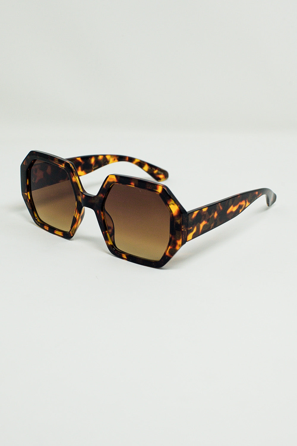 Gafas de sol hexagonales extra grandes en carey oscuro Q2
