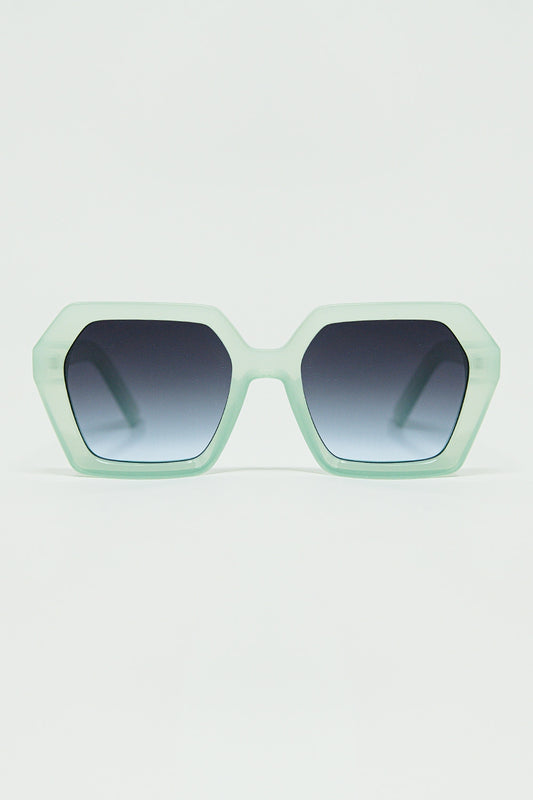 Q2 Gafas de sol Mirage cuadradas en color verde agua