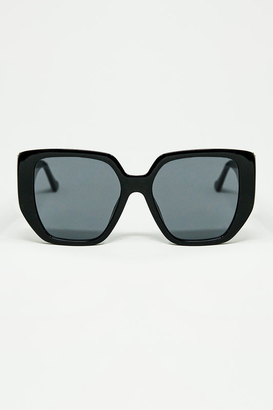 Q2 Gafas de sol negras estilo pin-up con diseño geométrico y ojos de gato