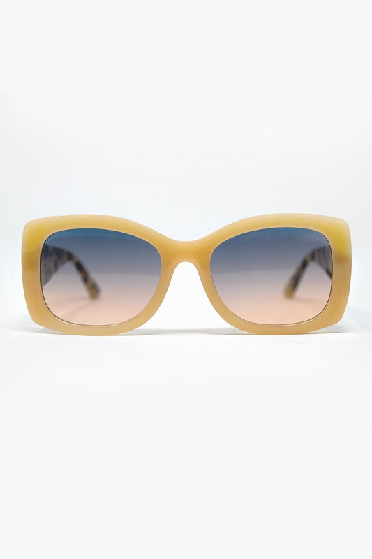 Q2 Gafas de sol ovaladas beige de acetato