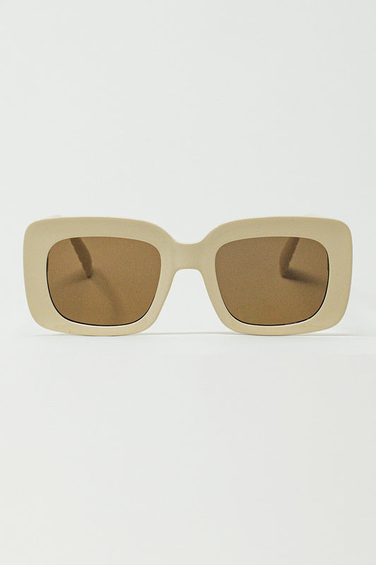 Q2 Gafas de sol ovaladas con lente ahumada en beige