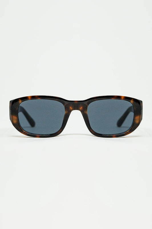 Q2 Gafas de sol ovaladas con montura transparente de alto brillo en marrón