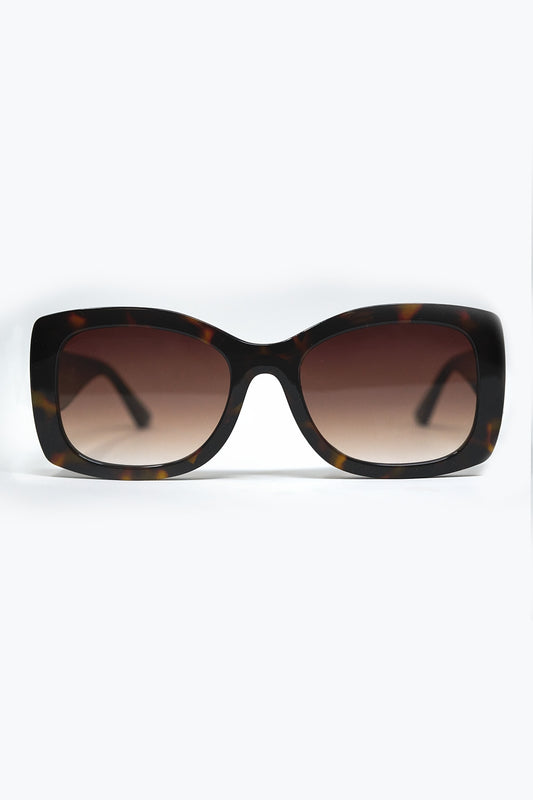 Q2 Gafas de sol ovaladas oversize marrones de acetato
