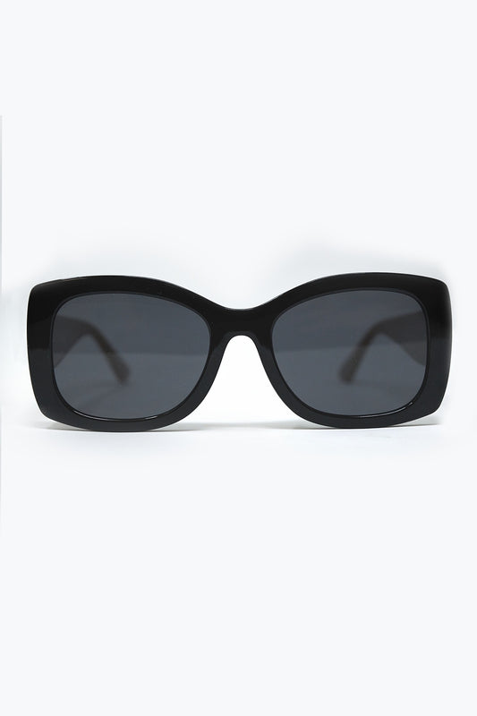 Q2 Gafas de sol ovaladas oversize negras de acetato