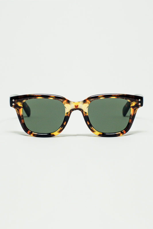 Q2 Gafas de sol polarizadas con lente oscura y montura de carey