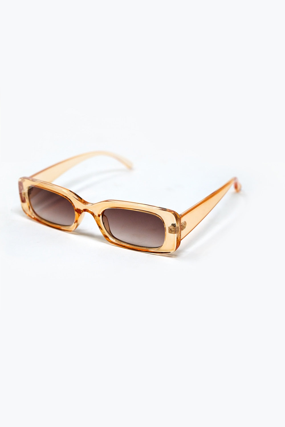 Gafas de sol rectangulares amarillo transparente con cristales ahumados marrones Q2