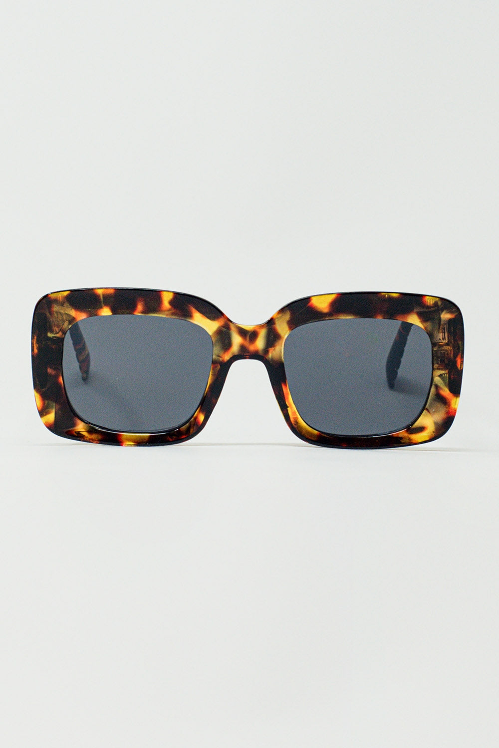 Q2 Gafas de sol rectangulares extragrandes en tono Tortoise Shell vintage