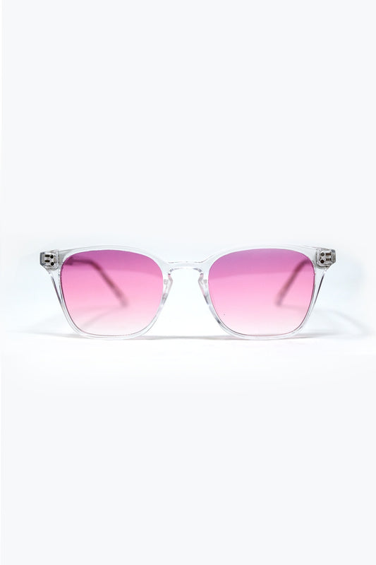 Q2 Gafas de sol transparentes con cristales degradados rosas