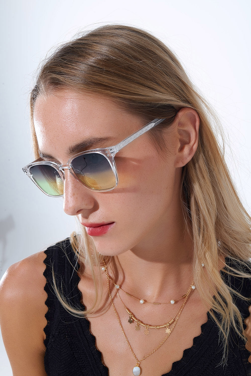 Gafas de sol transparentes degradadas con lentes Sunset Q2