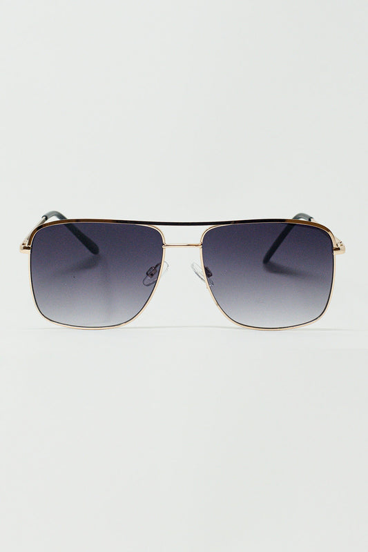 Q2 Gafas de sol vintage de aviador con montura dorada
