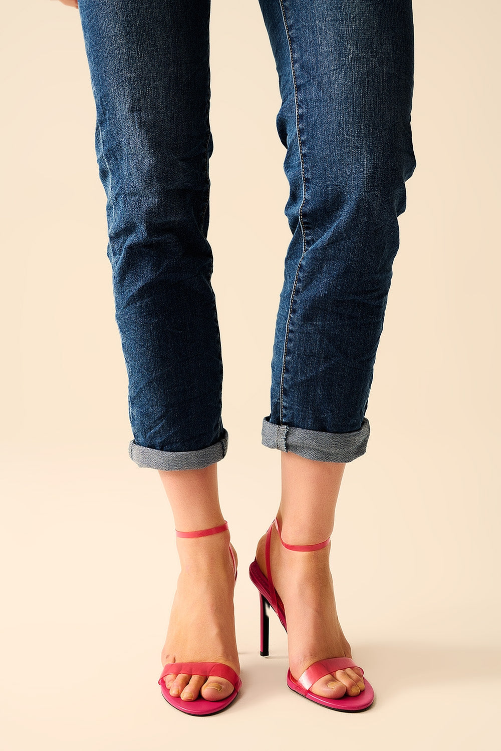 Jeans Básicos Súper Ajustados de Mezclilla de Lavado Medio y Elásticos Q2
