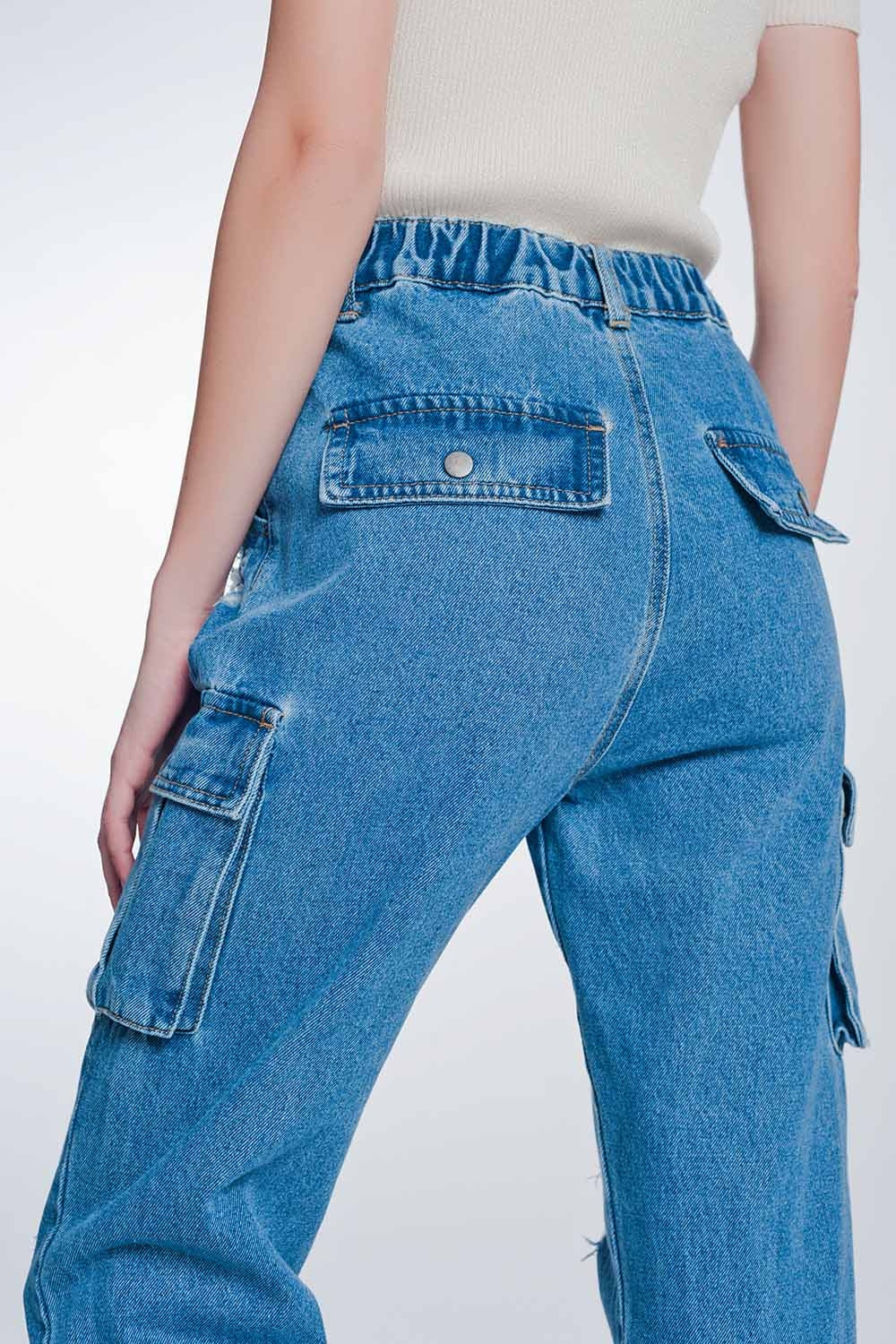 Jeans boyfriend con bolsillos laterales y rotos Q2