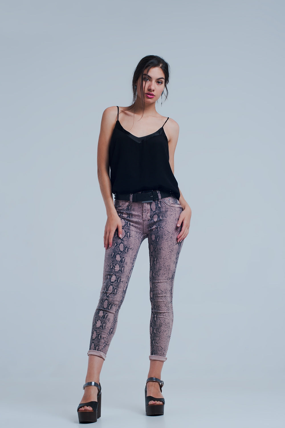 Jeans estampado animal rosa reversibles Q2