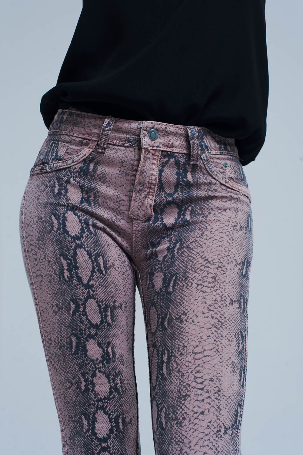Jeans estampado animal rosa reversibles Q2