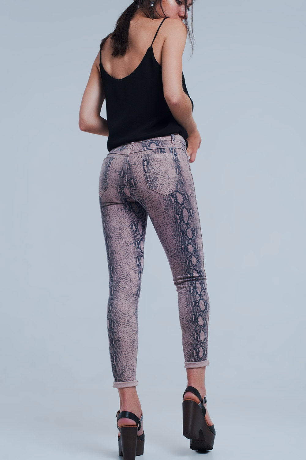 Jeans estampado animal rosa reversibles Q2