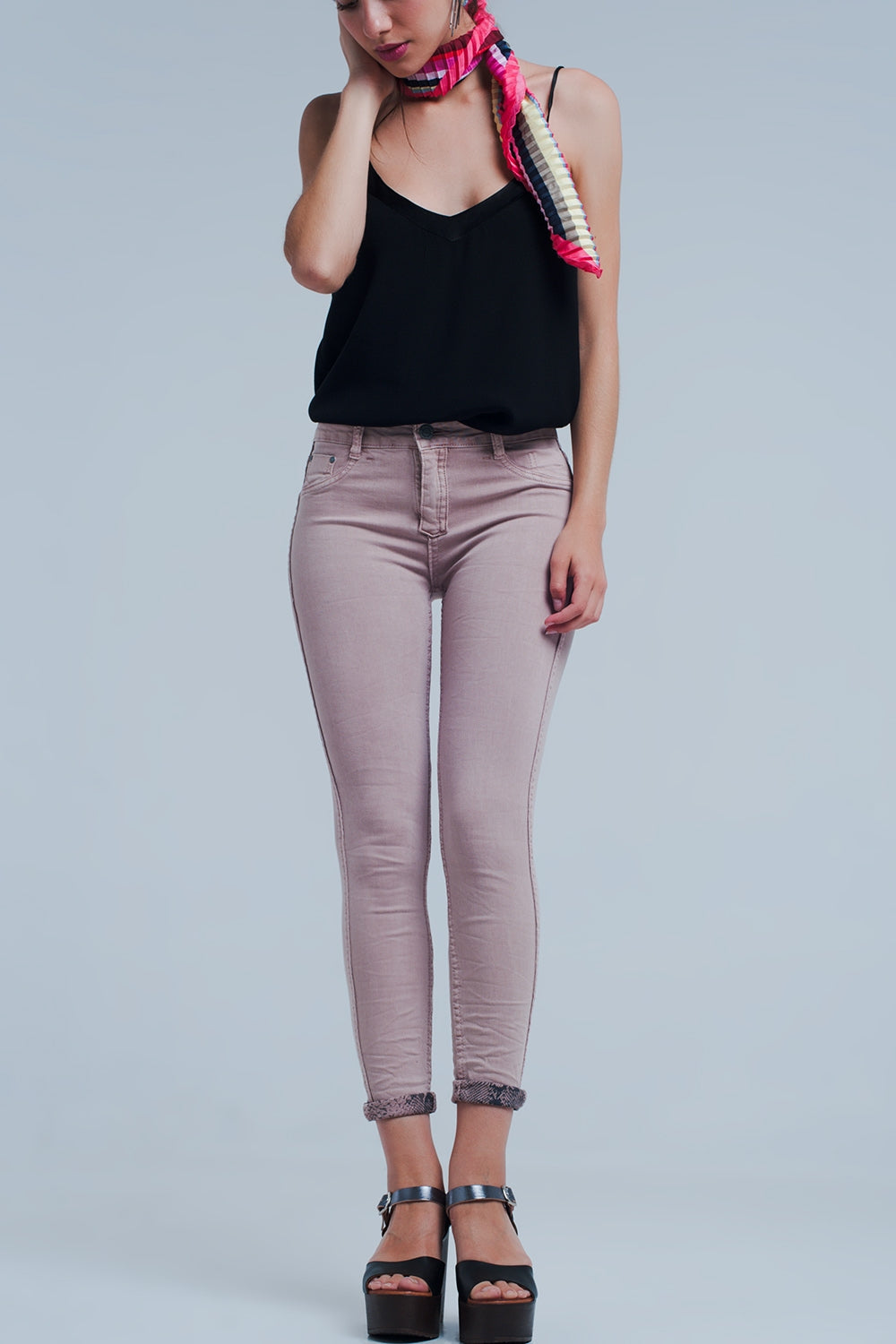 Jeans estampado animal rosa reversibles Q2