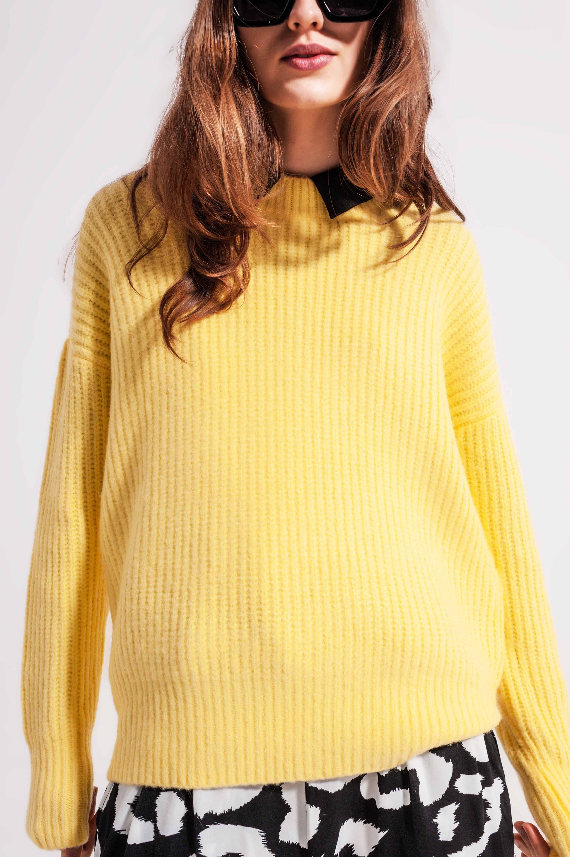 Jersey amarillo de punto de canalé Q2