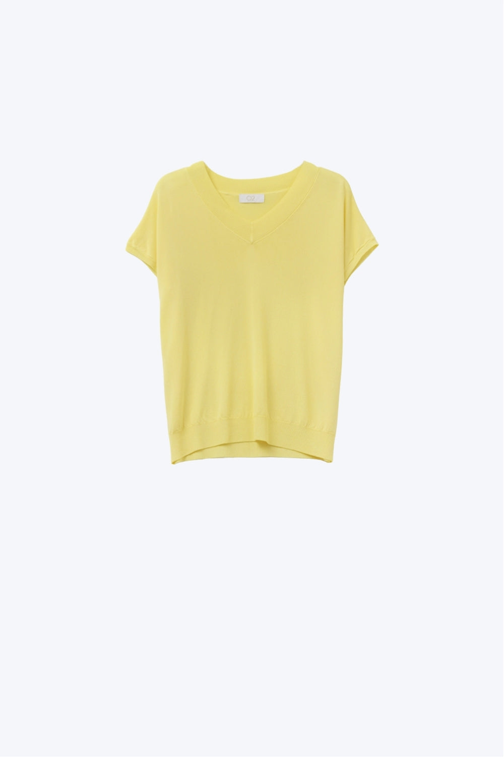 Q2 jersey amarillo de punto fino con cuello en V
