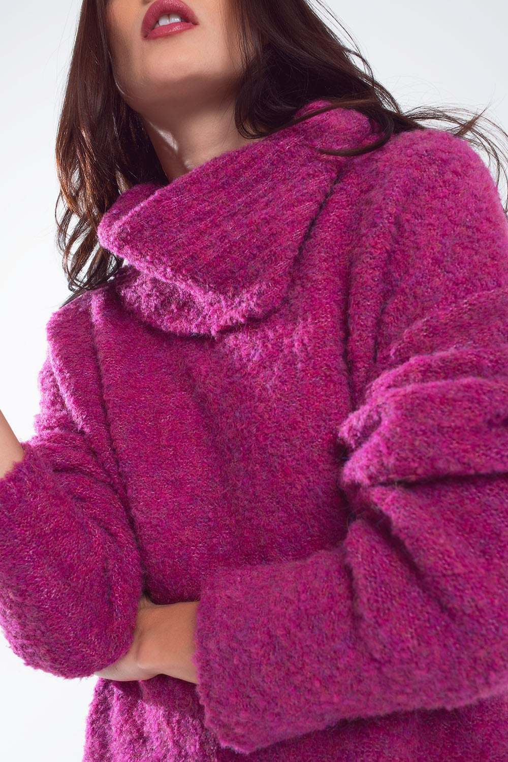 Jersey ancho con cuello bardot en magenta Q2
