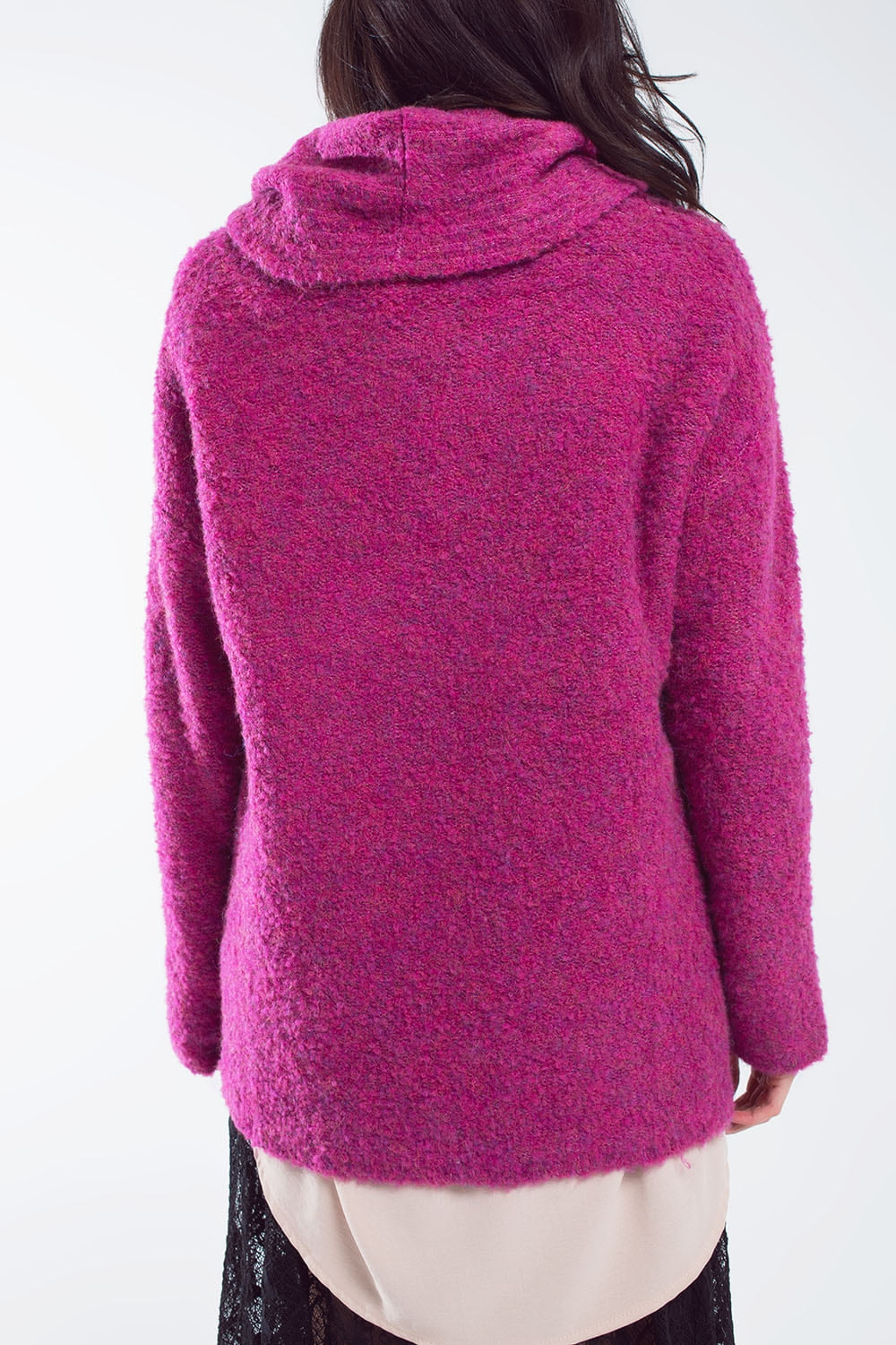 Jersey ancho con cuello bardot en magenta Q2