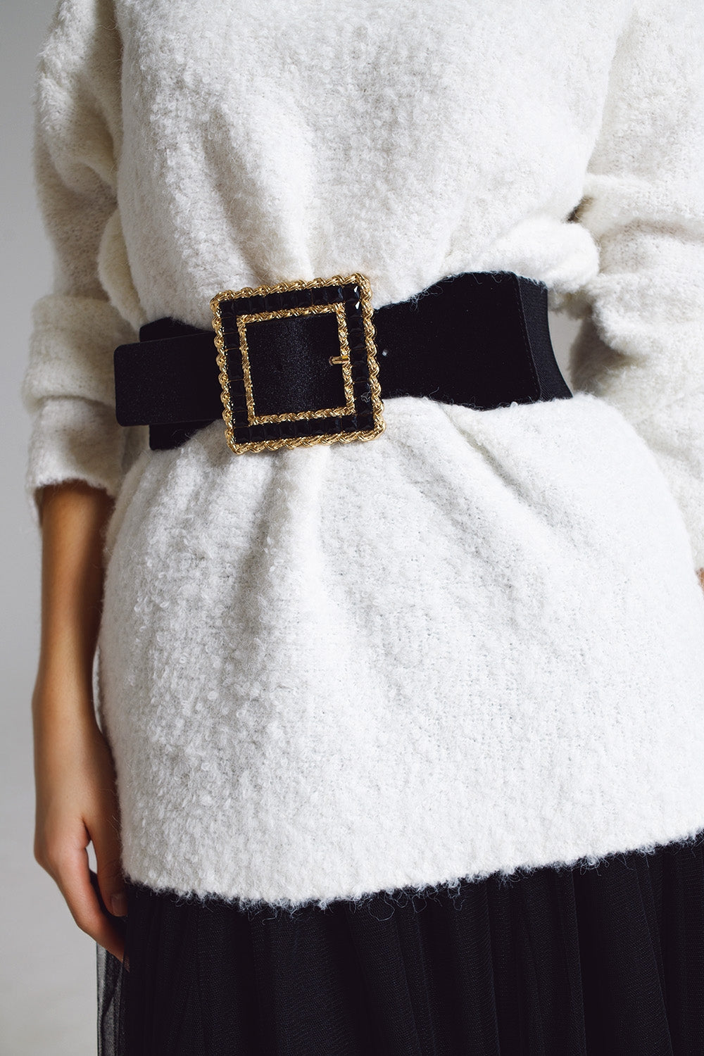 Jersey ancho con escote bardot en blanco Q2
