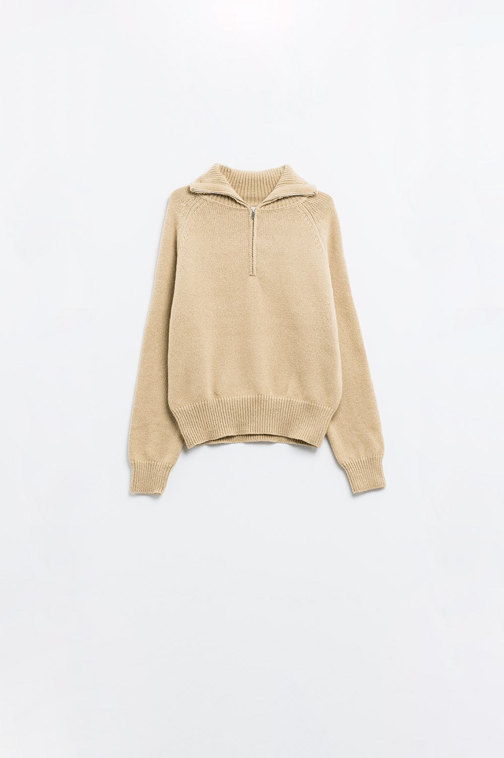 Q2 jersey beige con cierre de cremallera