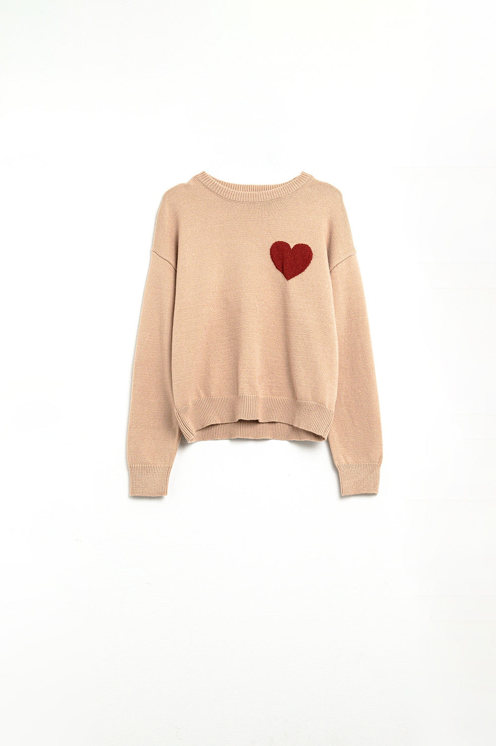 Q2 Jersey beige con detalle de corazón rojo