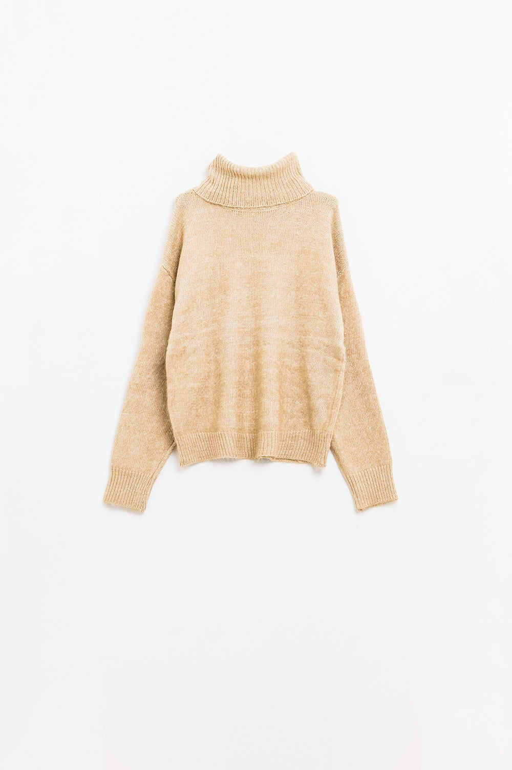 Jersey beige de cuello alto y mangas caídas Q2