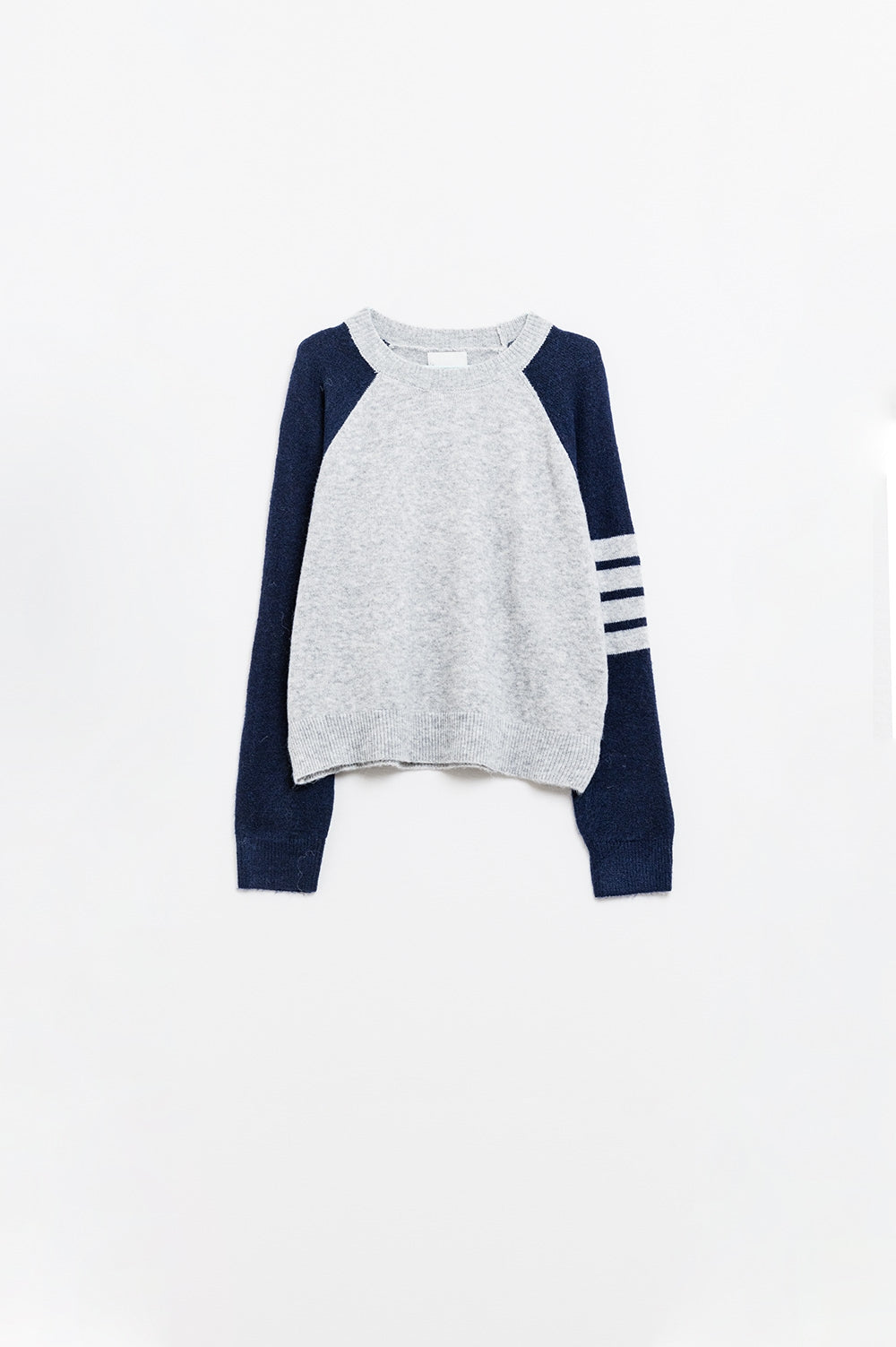 Jersey bicolor de manga raglán en azul marino y gris Q2